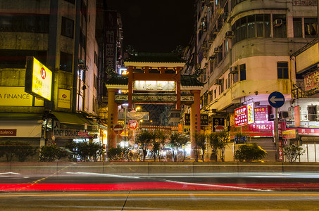 香港老街夜景背景