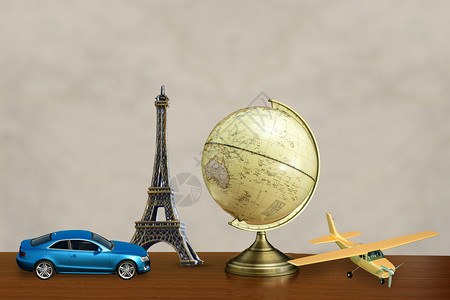 桌面玩具旅行背景设计图片