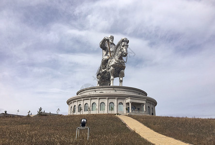 著名雕像大草原上的成吉思汗雕像背景