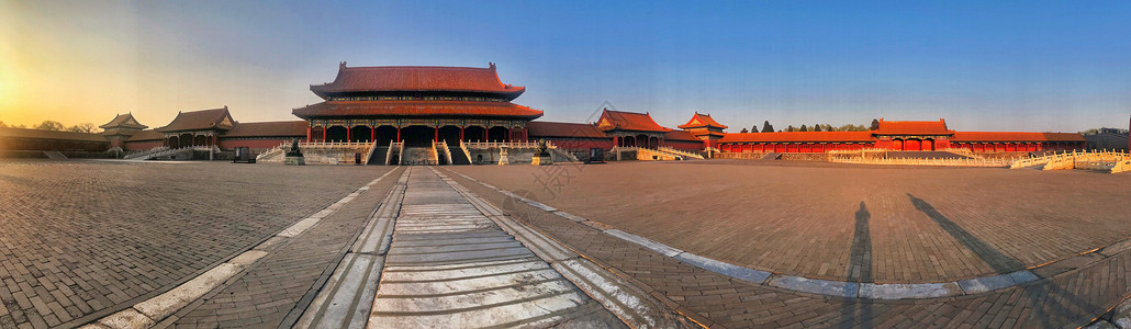 宫殿庭院北京故宫日落全景图背景