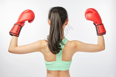 人物攻击素材青年女性拳击力量动作背景