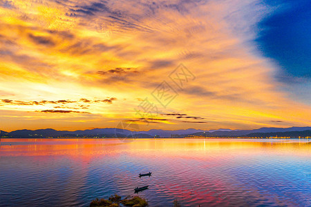 洱海最美日出背景图片
