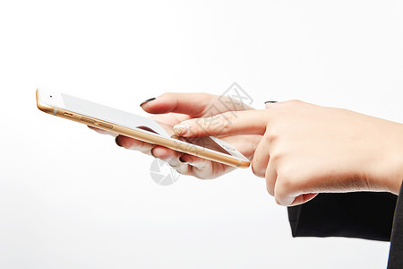 手指点图素材商务女性使用手机动作背景