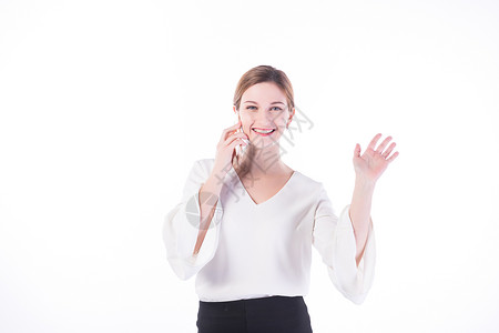 打电话的外国人外国女性白领用手机打电话背景