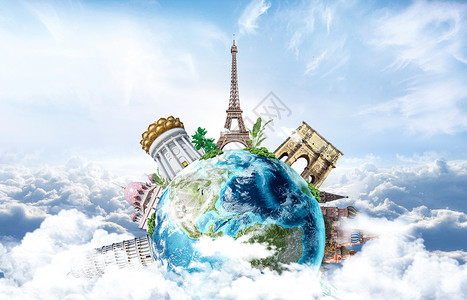 地标建筑埃菲尔铁塔环球旅行设计图片