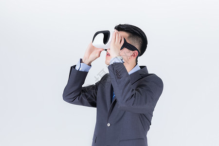 vr全景拍摄男性商务VR眼镜背景