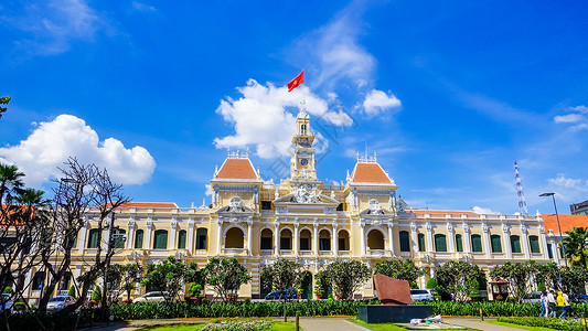 胡志明纪念馆越南胡志明市政厅背景