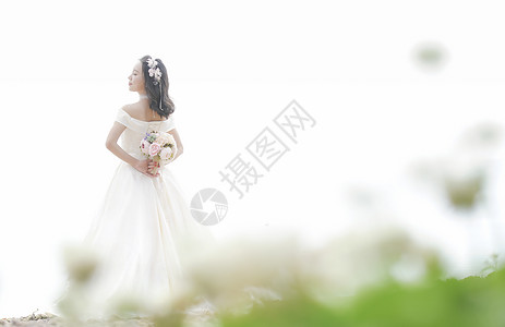 新娘婚纱背影背景图片