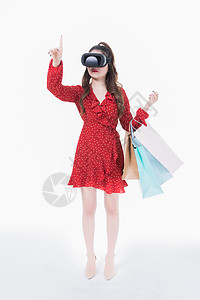 女性vr虚拟现实购物背景图片