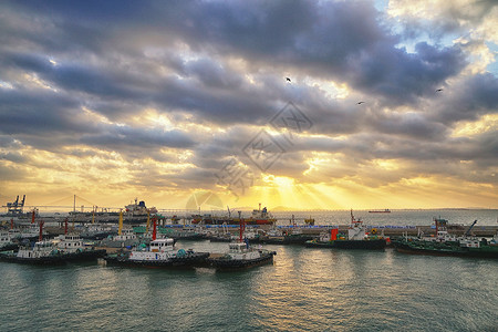 韩国仁川夕阳韩国海滨夕阳风光背景