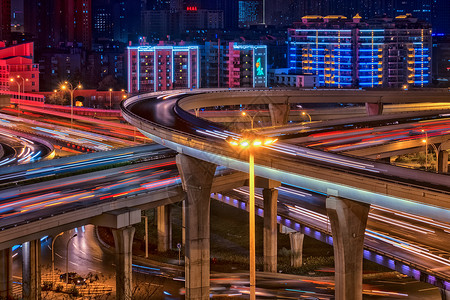 线立体花素材武汉城市高架桥背景