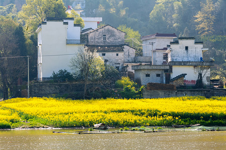 清明时节立体字安徽古徽州新安江清明时节风光背景