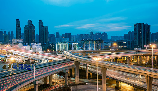 灯光带武汉竹叶山立交桥夜景背景