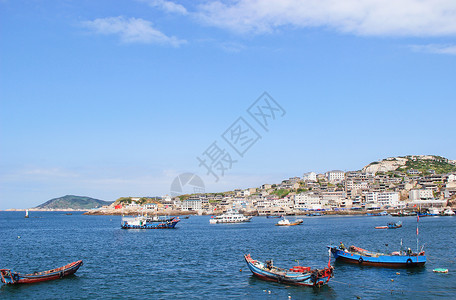 嬉子湖舟山东极岛渔港码头背景