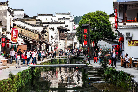 婺源思溪延村小桥流水的李坑背景