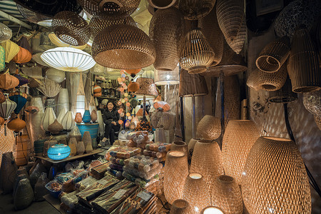 卖灯笼素材越南卖杰罩的小店背景