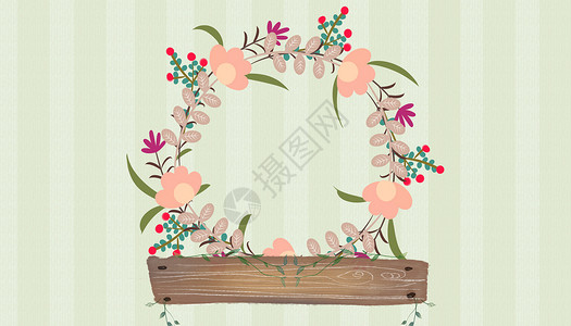 食槽植物花卉花环背景设计图片