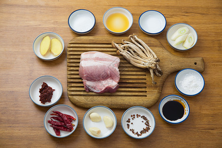 茶树菇炒肉片食材图背景图片