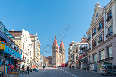 异域背景青岛中山路商业街异域风情背景