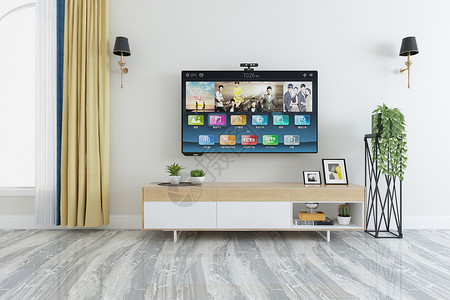 7素材现代客厅电视背景设计设计图片