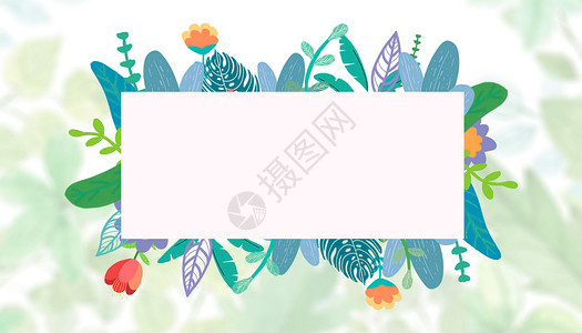 花儿标签花环植物花卉背景设计图片