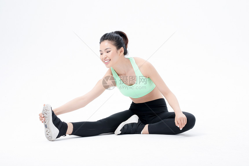 运动健身女性压腿动作图片