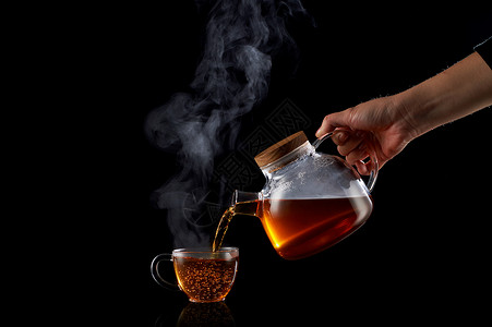 红茶茶具玻璃杯喝茶创意背景图片