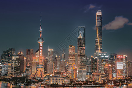 环球logo上海夜景背景
