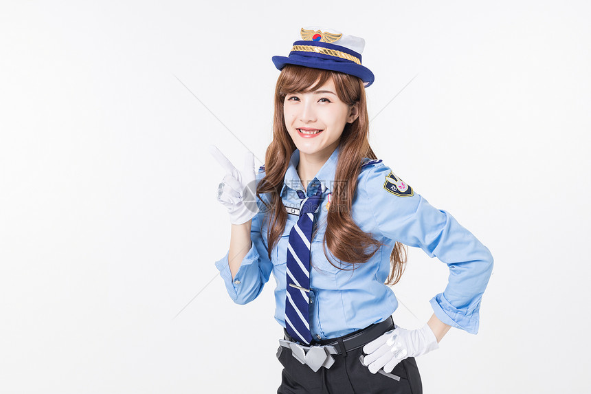 二次元女警手势指引图片