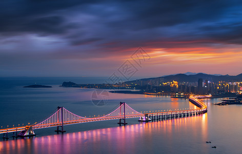 金门大桥夜景城市建筑风景背景