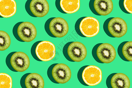 猕猴桃柠檬排列创意水果合成设计图片