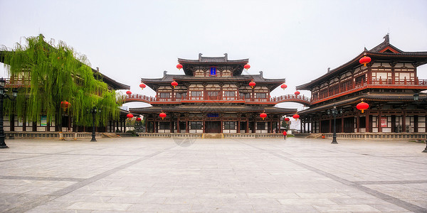 唐风建筑青龙寺背景