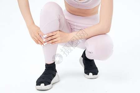 粉色运动服运动健身女性小腿疼痛背景