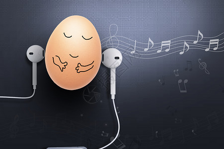 耳机海报创意鸡蛋背景设计图片