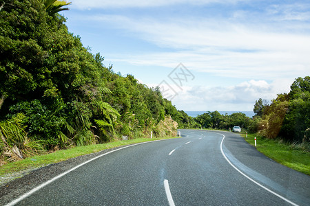 海边自驾新西兰公路背景