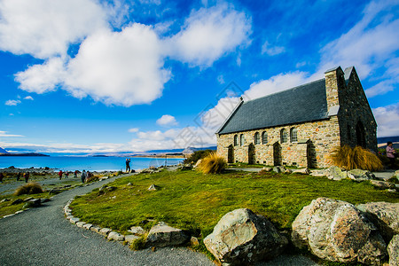 新西兰海边新西兰牧羊人教堂背景