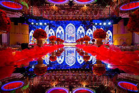 婚礼舞台蓝色婚礼舞台设计高清图片