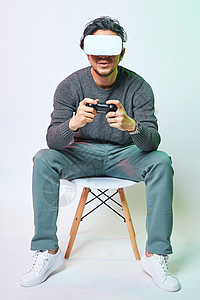 游戏机3d休闲男性彩色创意vr游戏动作背景