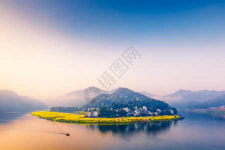 安徽新安江清晨背景图片