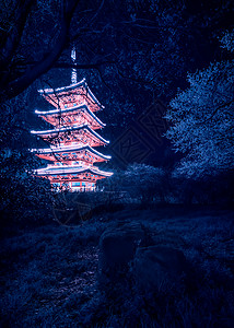武汉东湖夜色下的五重塔图片