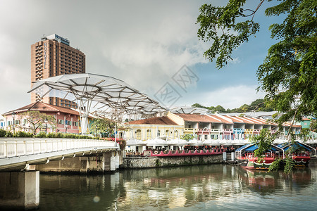 遮阳棚新加坡克拉码头背景