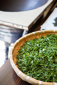 内蒙古锅茶新鲜绿茶制茶炒茶过程背景