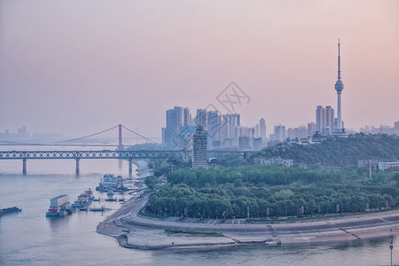 核心城市武汉长江与汉江交汇处背景