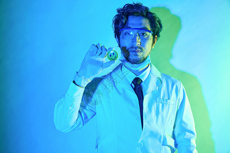 生物科技绿色医疗研究男性色彩创意形象展示背景