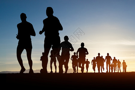 团体健身跑步剪影设计图片