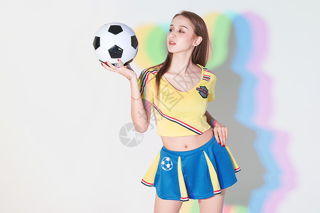 欧洲杯前瞻活力少女足球宝贝形象背景