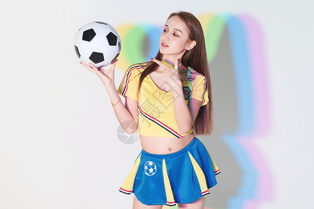 有吸引力的女性活力少女足球宝贝形象背景