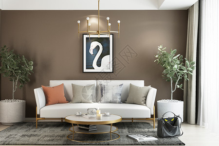 咖啡主题现代客厅空间场景设计设计图片