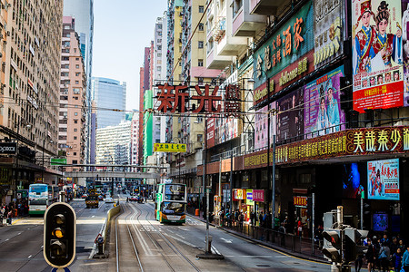 港式车仔肠粉香港街景背景