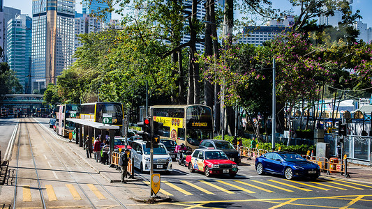 香港电车香港街道背景